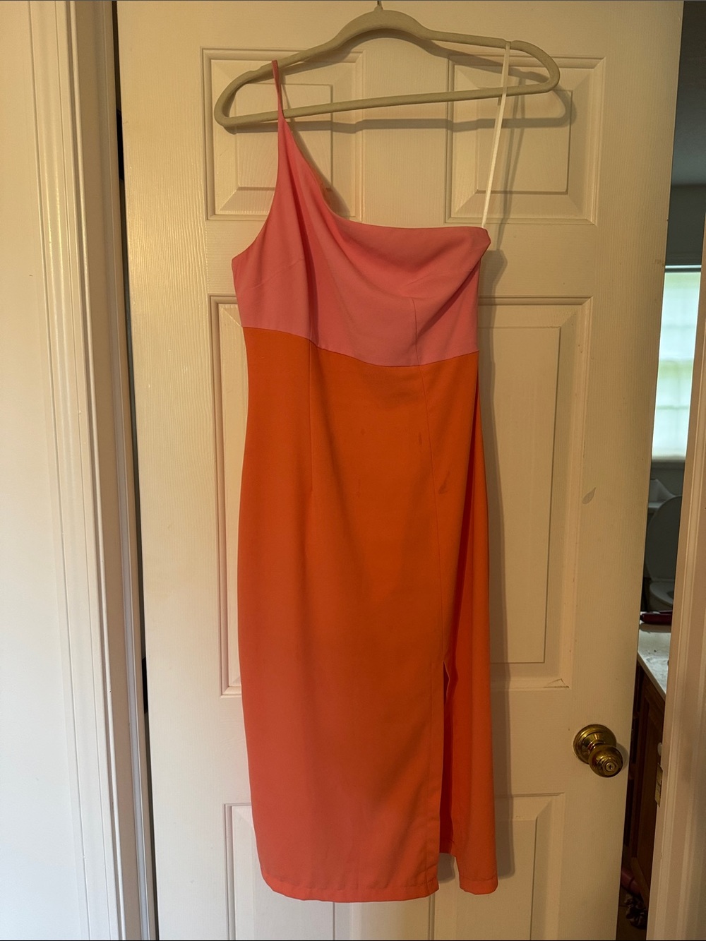 Petal & Pup Pink and Orange One-Shoulder Midi Dress